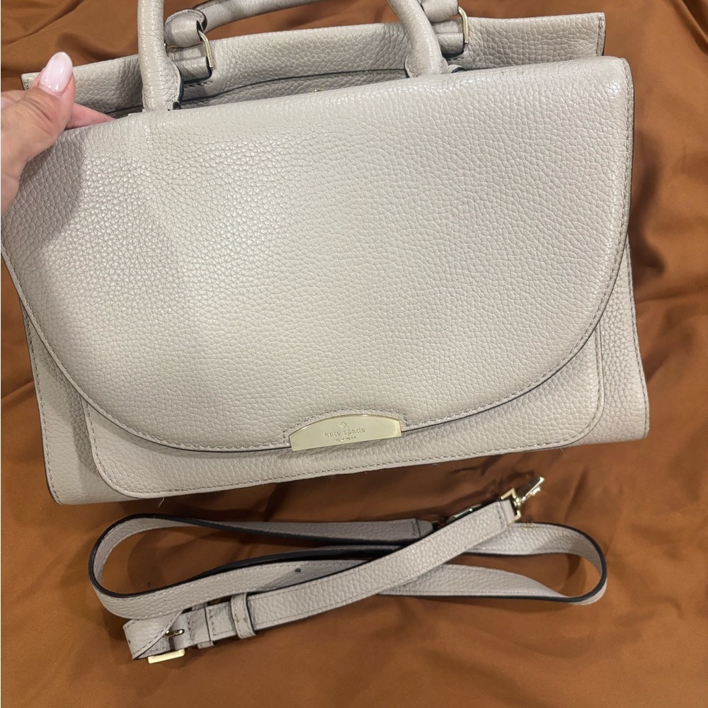 kate spade Pebbled Leather Satchel in Light Taupe